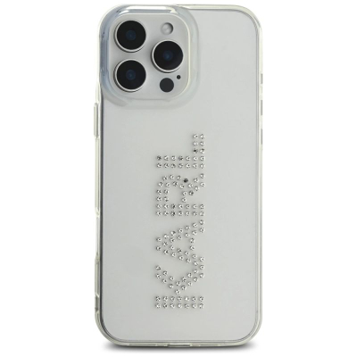 Футрола за телефон Karl Lagerfeld IML Rhinestones Logo за iPhone 16 Pro, проѕирна, со кристали