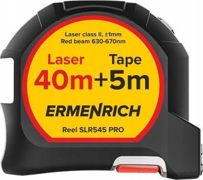 Metër lazer Ermenrich Reel SLR545 PRO, me shirit, matje fiks, portokalli