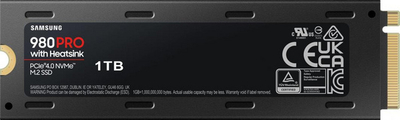Disk SSD Samsung 980 PRO, PCI-E x4 Gen4 NVMe, 1 TB, 7000 MB / s, 5000 MB / s