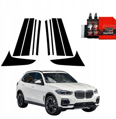 Folie mbrojtëse për shtyllat B dhe C BMW X5 G05, set 10 copë, 2018-2023, e zezë me shkëlqim