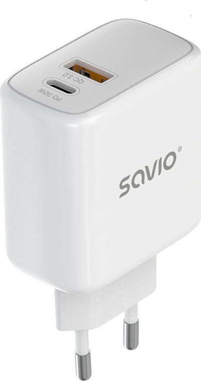 Adaptor karikues Savio LA-10, 30W, Quick Charge PD 3.0, i bardhë