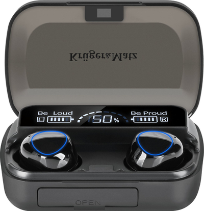 Kufje wireless in-ear Kruger&amp;Matz M10, Bluetooth 5.3, kuti karikimi me power bank, të zeza