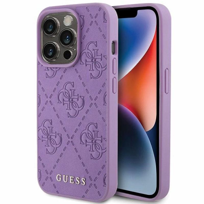 Kllëf telefoni Guess 4G Leather për iPhone 15 Pro Max, TPU, vjollcë