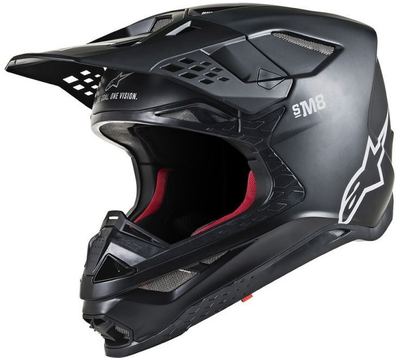 Helmetë krosi Alpinestars Supertech S M8 Solid, fibër karboni, me MIPS, e zezë