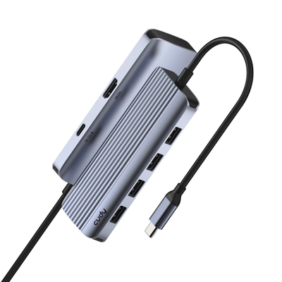 USB CUDY 6 во 1 хаб, 4K HDMI, 5 Gbit/s, сив