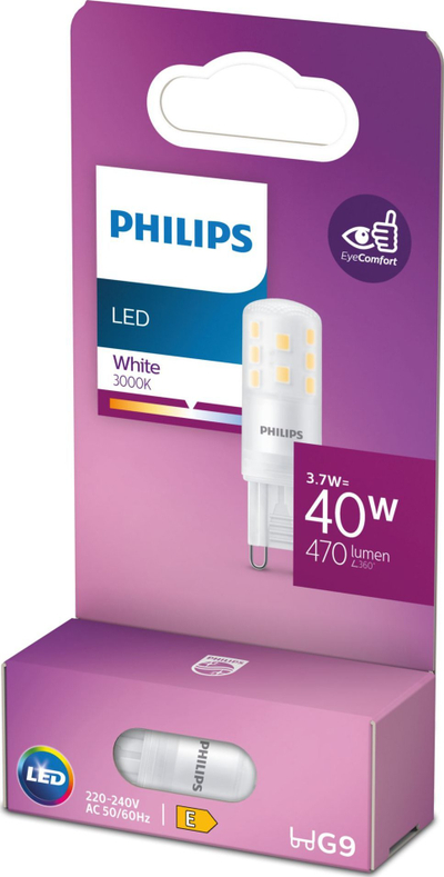 Llambë LED Philips Capsule G9, 3.7W 40W ekuivalente, 3000K, e bardhë