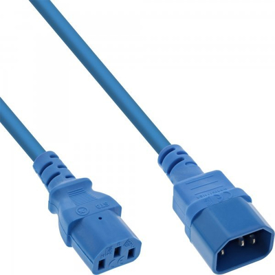 Kabllo zgjatuese për paisje të ftohta InLine, C13 në C14, 1m, blu