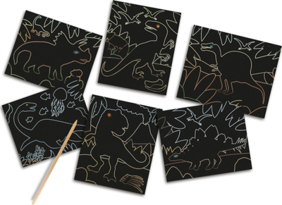 Set kreativ SES Creative Glow in the Dark Scratch Dinosaurs Classic, që shkëlqen në errësirë