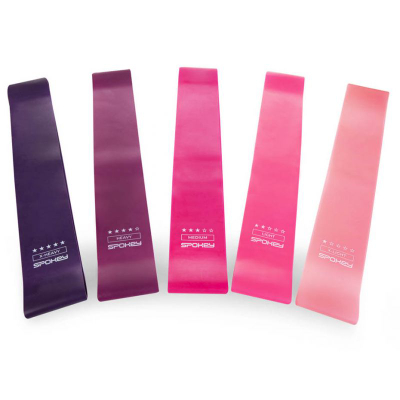 Set shirita elastikë Spokey Exercise Band 928944, 5 copë, nivele të ndryshme rezistence, shumëngjyrëshe