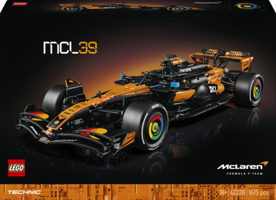 Set LEGO Technic McLaren MCL39 F1 Car, model ndërtimi për të rritur, portokalli e zezë