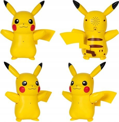 Lodër interaktive Pokemon Train and Play Deluxe Pikachu, 11 cm, 50+ reagime, e verdhë