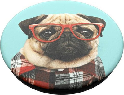 Mbajtëse telefoni Popsockets Studious Stu Handy Stand, kapëse PopGrip, me qen, jeshile