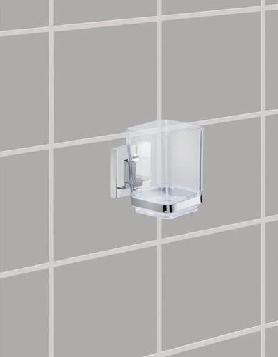 Mbajtëse furçash dhëmbësh Vacuum-Loc Quadro Tumbler, montim me vakum, plastike, transparente