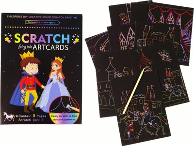 Set vizatimi për gërvishtje Scratch off Coloring Kingdom, 9 figura, për fëmijë