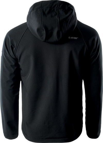 Xhaketë softshell për burra HI-TEC Neti, që s’e merr uji, me kapuç, e zezë