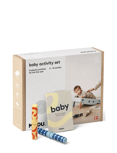 Set aktiviteti për bebe MODU Baby Activity Set, 12 aktivitete, 0 12 muaj, Ocean Mint Forest Green