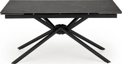 Tryezë ngrënieje Vitorino, zgjatese 160–220x90 cm, efekt mermeri, e zezë