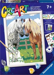 Set pikturimi Ravensburger CreArt for Children Happy Horses, pikturim sipas numrave, për fëmijë