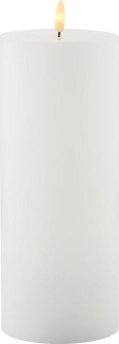 Qiri LED Sille Rechargeable Pillar, Ø10 x 25cm, me bateri që rikarikohet, i bardhë