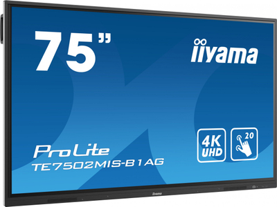 Ekran interaktiv Iiyama ProLite TE7512MIS-B1AG, 75", 4K Ultra HD, me prekje, i zi