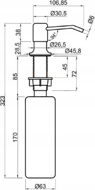 Диспенсер за течност за мијалник Invena, 0.5L, инокс челик, црн мат