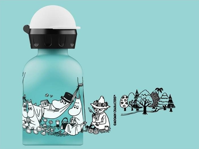 Shishe uji për kalamoj Sigg KBT Kids Moomin Picnic, 300 ml, alumin, blu e hapur