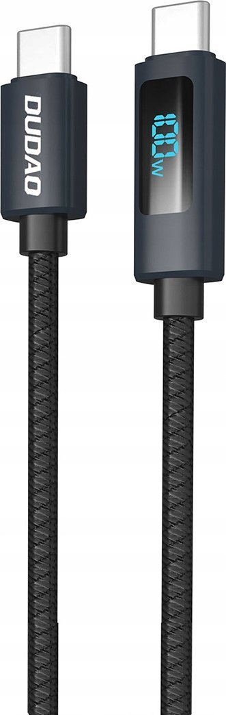 Kabllo karikimi Dudao L7C USB C në USB C, 100W, me ekran LED, 1m, e zezë