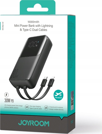 Power bank Joyroom JR-PBC06, 10000mAh, 30W, me Lightning dhe USB C, i zi