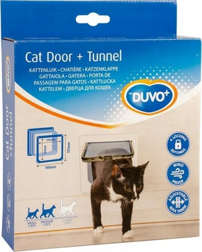 Derë tunel për mace Duvo+ 10924, 19x19.7cm, 4 mënyra mbylljeje, e bardhë