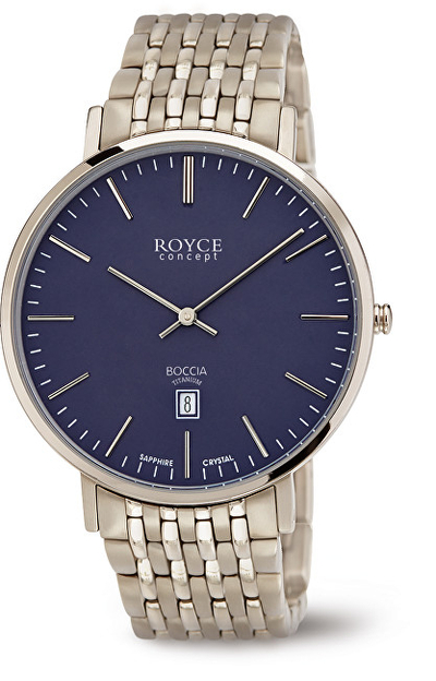 Orë dore për meshkuj Boccia Titanium Royce 3605-01, e argjendtë
