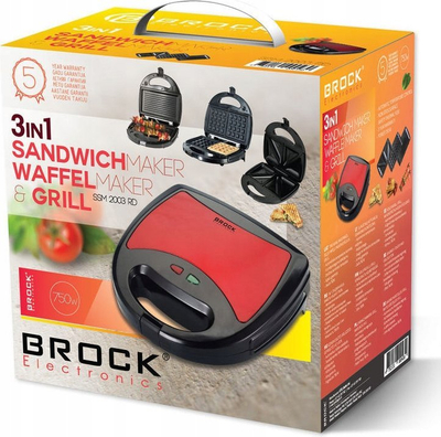 Tostier BROCK SSM 6004 RD, 4 në 1, 750W, i kuq