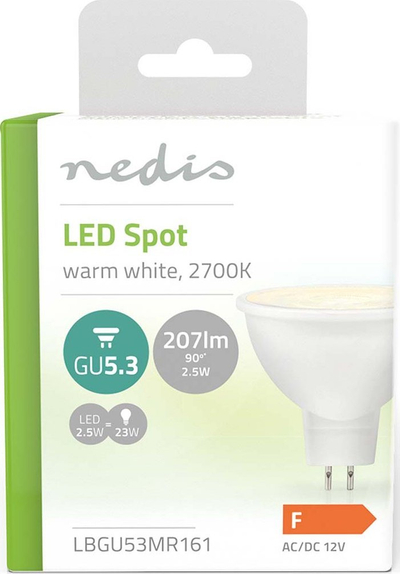 Llambë LED spot Nedis LBGU53MR161, GU5.3, 2.5W 2700K, e bardhë e ngrohtë