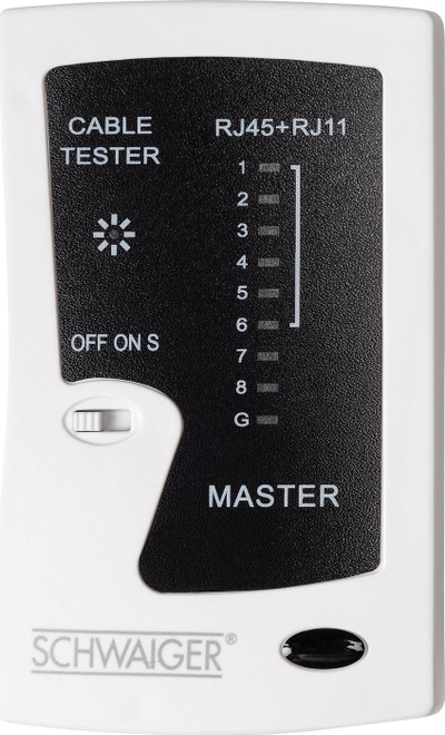 Testues kabllosh rrjeti Schwaiger NWM1 531, RJ45 RJ11, i zi me të bardhë