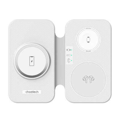 Karikues wireless 3 në 1 Choetech T616 F, magnetik, i palosshëm, i bardhë