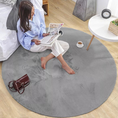 Округол тепих Strado Round Rug Rabbit, 120x120 cm, светло сива