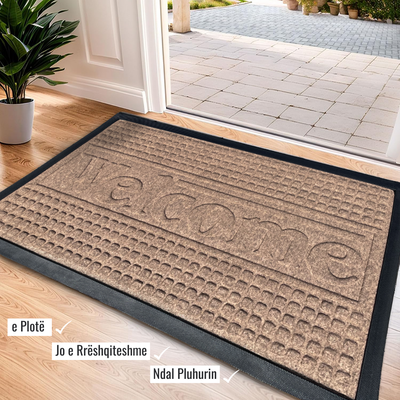 Tepih parahyrjes Nagavci Home Welcome, antirrëshqitës, 45x75 cm, i kaftë/zi