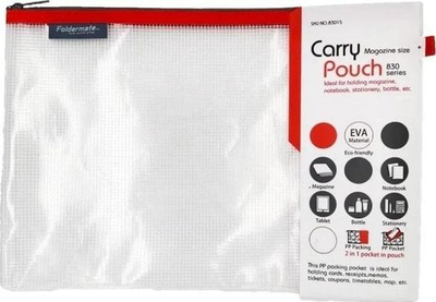 Zarf plastik A4 Deli 83015, mbyllje me zinxhir, rrjetë, i kuq