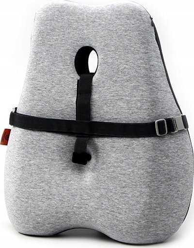 Jastëk lumbal ergonomik pa markë, memory foam, me rripa rregullues, gri