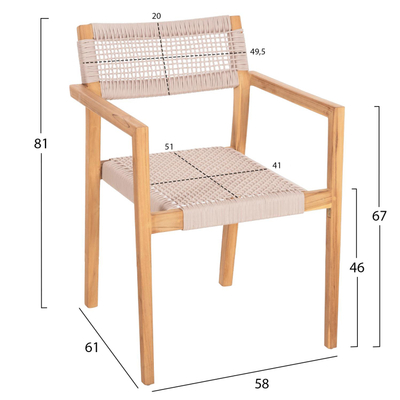 Kolltuk Charlotte 58×61×81 Hcm (HM9637.07), bezhë