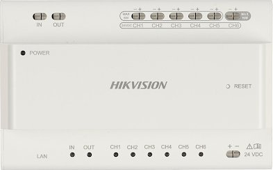 Switch interfoni Hikvision DS-KAD706Y, 6 linja 2-wire, portë Ethernet, gri