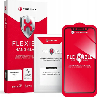 Mbrojtës ekrani Forcell Flexible 5D Hybrid Glass, për iPhone XR 11, i zi