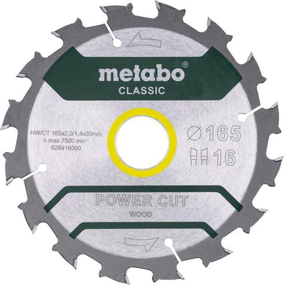 Teh sharre Metabo Power Cut Wood Classic, 165 mm, 16 dhëmbë karbiti