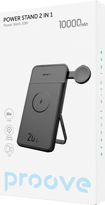 Powerbank Proove Power Stand 2 në 1, 10000mAh, 20W, i zi