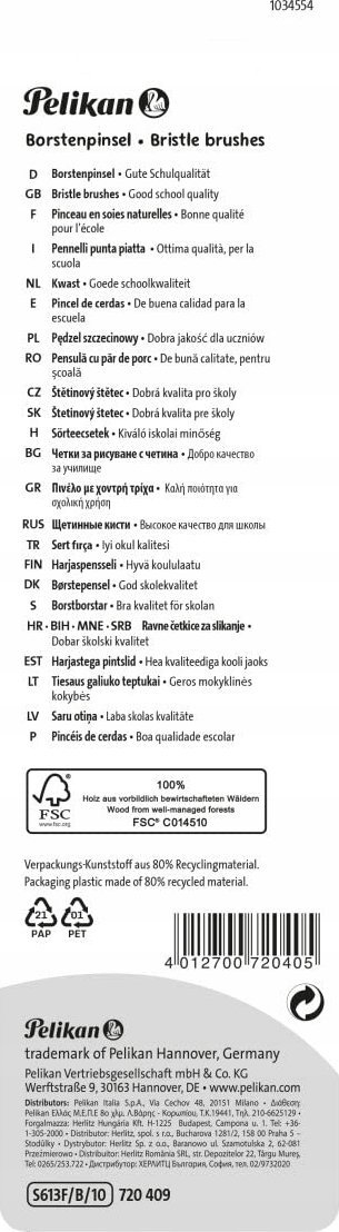 Set penelash Pelikan 613F, 5 copë, majë e sheshtë, dru natyral