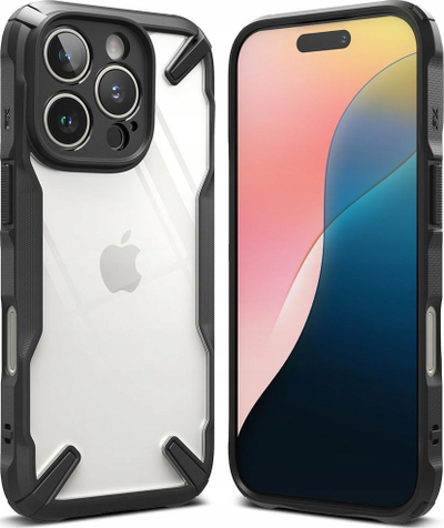 Mbrojtëse telefoni Ringke Fusion X për iPhone 16 Pro Max, hibride, e tejdukshme, me kornizë të zezë