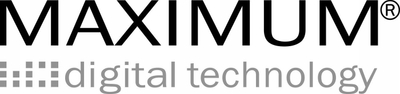 Logo dekorativ Maximum Digital Technology, bardhë zi