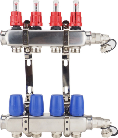 Manifold i kontrollum ngrohje FLOWMETER 9 18852009C, 9 qarçe, me matës rrjedhje, metalik