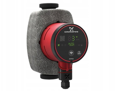 Pompë qarkulluese ngrohjeje Grundfos Alpha3 25-60, distancë qendrore 180mm, lidhje 1"1/2 mashkull, e kuqe