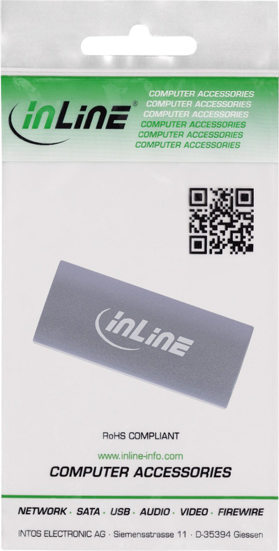 Adapter USB InLine USB4, 2x USB C, 40Gbps, alumini, gri