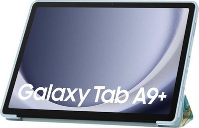 Mbrojtëse tableti Tech-Protect Smartcase Sakura për Galaxy Tab A9+ 11", me këmbë mbajtëse, me zgjim automatik, blu me lule